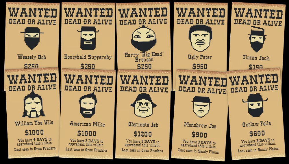 Bounty Trail Wanted Board